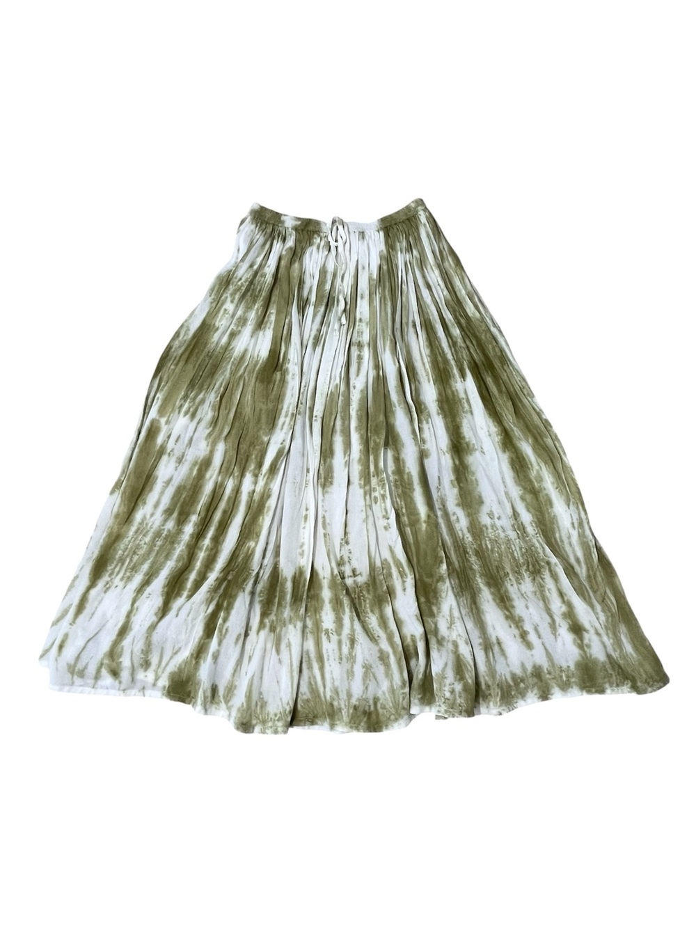 Metrowear New York Green & White Tie Dye Pleated Midi Skirt Boho Chic Medium - Picture 2 of 8